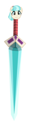 Size: 384x1646 | Tagged: safe, coco pommel, g4, rarity takes manehattan, faic, female, frown, mare, object head, objectification, pun, simple background, solo, sword, sword pony, transparent background, visual pun, wat, wavy mouth, worried
