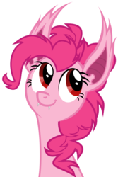 Size: 4000x6000 | Tagged: safe, artist:magister39, pinkie pie, bat pony, pony, g4, absurd resolution, bat ponified, fangs, female, happy, oh you, pinkiebat, race swap, simple background, smiling, solo, transparent background, vector
