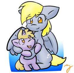 Size: 787x778 | Tagged: safe, artist:zutcha, derpy hooves, dinky hooves, pegasus, pony, g4, duo, equestria's best mother, female, mare