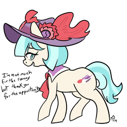 Size: 1000x1000 | Tagged: safe, artist:mt, coco pommel, g4, rarity takes manehattan, female, giant hat, hat, solo