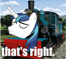 Size: 802x728 | Tagged: safe, edit, shining armor, g4, andrew francis, crossover, meme, that's right, thomas the tank engine, voice actor joke