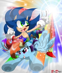 Size: 766x900 | Tagged: safe, artist:brodogz, rainbow dash, g4, a new dawn, commission, crossover, fanfic art, male, sonic rainboom, sonic the hedgehog, sonic the hedgehog (series)