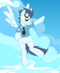 Size: 670x822 | Tagged: safe, artist:unattended-cop, soarin', pegasus, pony, g4, flying, male, solo