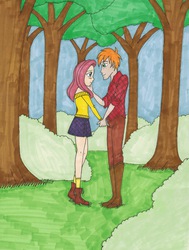 Size: 2377x3146 | Tagged: safe, artist:isabellafaleno, big macintosh, fluttershy, human, g4, female, humanized, light skin, male, ship:fluttermac, shipping, straight, traditional art