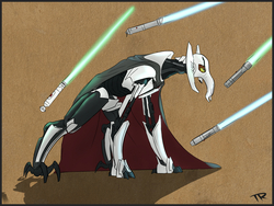 Size: 1600x1200 | Tagged: safe, artist:php49, derpibooru exclusive, pony, cape, clothes, general grievous, glare, lightsaber, magic, ponified, solo, star wars, telekinesis