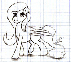 Size: 1092x948 | Tagged: safe, fluttershy, pegasus, pony, g4, female, monochrome, sketch, solo, traditional art