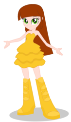 Size: 683x1171 | Tagged: safe, artist:iamsheila, color edit, oc, oc only, oc:butter princess, equestria girls, g4, bangs, boots, clothes, dress, equestria girls-ified, fall formal outfits, high heel boots, humanized, natural hair color, recolor, shoes, simple background, solo, transparent background