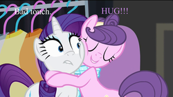 Size: 1920x1080 | Tagged: safe, edit, rarity, suri polomare, g4, rarity takes manehattan, duo, female, hape, squishy cheeks