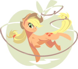 Size: 3408x3000 | Tagged: safe, artist:umbravivens, artist:yoh yoshinari, applejack, earth pony, pony, g4, apple, cowboy hat, cutie mark, female, hat, high res, hooves, lasso, lineless, looking at you, mare, minimalist, simple background, smiling, solo, transparent background, vector