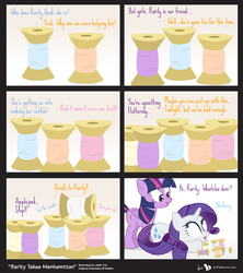 Size: 960x1080 | Tagged: safe, artist:dm29, rarity, twilight sparkle, alicorn, pony, g4, rarity takes manehattan, caught, comic, duo, female, mare, thread, twilight sparkle (alicorn)