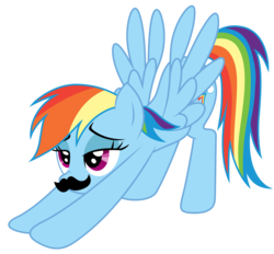 Size: 1600x1484 | Tagged: safe, rainbow dash, pegasus, pony, g4, exploitable meme, facial hair, female, iwtcird, meme, mousdash, moustache, moustache edit, simple background, solo, transparent background, vector