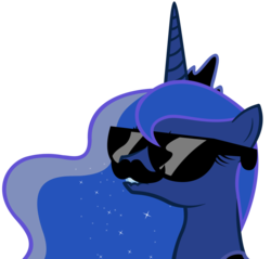 Size: 1024x977 | Tagged: safe, princess luna, g4, dat ass, facial hair, female, meme, moustache, moustache edit, simple background, solo, sunglasses, transparent background, vector