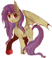 Size: 569x641 | Tagged: safe, artist:aureai, fluttershy, bat pony, pony, bats!, g4, cute, female, flutterbat, race swap, solo