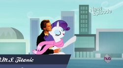 Size: 638x352 | Tagged: safe, rarity, g4, rarity takes manehattan, boat, jack dawson, leonardo dicaprio, meme, ship, titanic