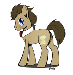 Size: 679x700 | Tagged: safe, artist:daflummify, doctor whooves, time turner, g4, blushing, male, solo