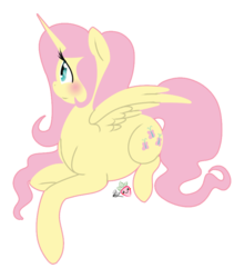 Size: 714x845 | Tagged: safe, artist:strawberry-kitten, fluttershy, alicorn, pony, g4, alicornified, blushing, female, fluttercorn, race swap, simple background, solo, transparent background