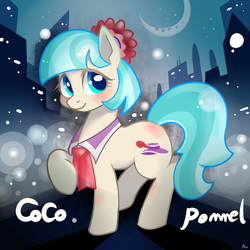 Size: 1000x1000 | Tagged: safe, artist:renokim, coco pommel, g4, rarity takes manehattan, female, raised hoof, solo