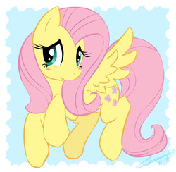 Size: 2272x2219 | Tagged: safe, artist:caninelove, fluttershy, g4, blushing, female, flying, solo