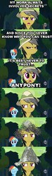 Size: 500x1685 | Tagged: safe, daring do, rainbow dash, daring don't, g4, comic, hat, paranoia, tinfoil hat