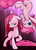 Size: 875x1200 | Tagged: safe, artist:wherewolfs, pinkie pie, g4, duality, long tail, looking at you, missing cutie mark, one eye closed, pinkamena diane pie, raised eyebrow, raised hoof, upside down