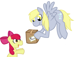 Size: 689x519 | Tagged: safe, artist:coggler, apple bloom, derpy hooves, pegasus, pony, g4, female, mare, package