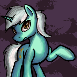 Size: 770x770 | Tagged: safe, artist:paper-pony, lyra heartstrings, pony, unicorn, g4, abstract background, female, mare, raised hoof, solo