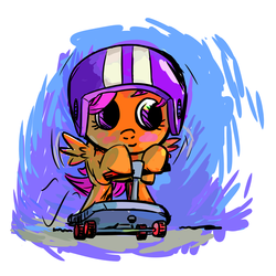 Size: 1000x1000 | Tagged: safe, artist:danielpon, scootaloo, g4, female, helmet, scooter, solo