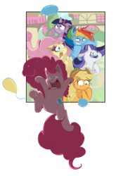 Size: 2835x3685 | Tagged: safe, artist:pinmice, applejack, fluttershy, pinkie pie, rainbow dash, rarity, twilight sparkle, g4, fourth wall, mane six, out of frame, simple background, transparent background