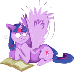 Size: 825x796 | Tagged: safe, artist:pinmice, twilight sparkle, alicorn, pony, g4, book, female, mare, simple background, solo, twilight sparkle (alicorn), white background, wingboner