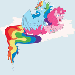 Size: 1238x1240 | Tagged: safe, artist:pinmice, pinkie pie, rainbow dash, g4, cloud