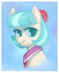 Size: 1280x1584 | Tagged: safe, artist:purmu, coco pommel, g4, cocobetes, cute, female, heart eyes, simple background, smiling, solo, wingding eyes