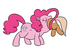 Size: 1194x837 | Tagged: safe, artist:maybelle, pinkie pie, oc, earth pony, pony, g4, female, fetish, mare, pinkie pred, prehensile mane, vore