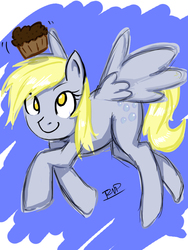 Size: 900x1200 | Tagged: safe, artist:coin-trip39, derpy hooves, pegasus, pony, g4, female, mare, muffin, solo