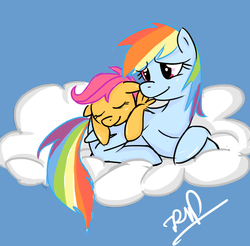 Size: 900x885 | Tagged: safe, artist:coin-trip39, rainbow dash, scootaloo, g4, scootalove