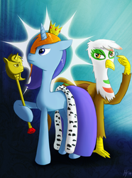 Size: 873x1175 | Tagged: safe, artist:jphyperx, oc, oc only, griffon, duo, twilight scepter