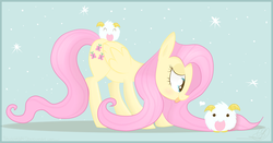 Size: 3040x1587 | Tagged: safe, artist:balloons504, fluttershy, pony, poro, g4, crossover, league of legends