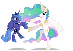 Size: 1004x700 | Tagged: safe, artist:mixermike622, princess celestia, princess luna, alicorn, pony, g4, duo, duo female, female, jewelry, mare, regalia, royal sisters, s1 luna, siblings, simple background, sisters, white background