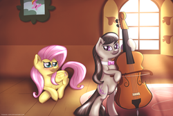 Size: 1500x1000 | Tagged: safe, artist:tadashi--kun, fluttershy, octavia melody, g4