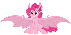 Size: 6000x3000 | Tagged: safe, artist:magister39, pinkie pie, bat pony, pony, g4, absurd resolution, bat ponified, female, pinkiebat, race swap, simple background, solo, transparent background, vector