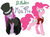 Size: 2039x1499 | Tagged: safe, artist:assassin-or-shadow, pinkie pie, earth pony, pony, g4, cape, cloak, clothes, cuffs (clothes), dr jekyll and mr hyde, dr pinkie, dr pinkie and miss pie, duality, green eyes, hat, miss pie, no pupils, pinkamena diane pie, simple background, top hat, vest, victorian, waistcoat, white background