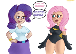 Size: 6583x4700 | Tagged: safe, artist:scobionicle99, fluttershy, rarity, equestria girls, g4, absurd resolution, batgirl, clothes, duo, duo female, female, flutterbat, human coloration, simple background, transparent background