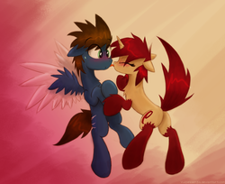 Size: 2713x2210 | Tagged: safe, artist:vulpessentia, oc, oc only, oc:rho, blushing, con, kissing, licking, licky kiss