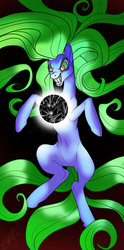 Size: 1024x2059 | Tagged: safe, artist:opalacorn, mane-iac, earth pony, pony, g4, electro orb, evil smile, female, glowing, solo