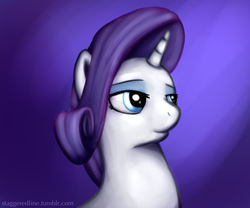 Size: 1200x1000 | Tagged: safe, artist:staggeredline, rarity, pony, g4, creepy, female, mare, purple background, simple background, solo