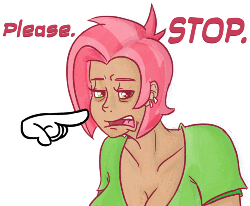 Size: 500x412 | Tagged: safe, artist:hamflo, babs seed, human, ask human babs seed, g4, animated, female, humanized, poking