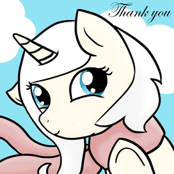 Size: 2800x2800 | Tagged: safe, artist:ivorylace, artist:katiespalace, oc, oc only, oc:ivory lace, pony, unicorn, ask ivory lace, ask, clothes, scarf, solo, tumblr