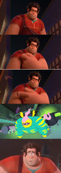 Size: 1074x3032 | Tagged: safe, screencap, fluttershy, saddle rager, g4, my little pony: friendship is magic, power ponies (episode), flutterhulk, power ponies, wreck-it ralph