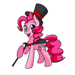 Size: 2000x2000 | Tagged: safe, artist:derpiliciouspony, pinkie pie, g4, clothes, female, hat, solo, suit, top hat