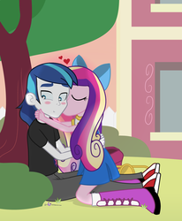 Size: 1050x1275 | Tagged: safe, artist:dm29, princess cadance, shining armor, equestria girls, g4, blushing, boots, cute, equestria girls-ified, female, julian yeo is trying to murder us, kissing, male, romance, romantic, ship:shiningcadance, shipping, shoes, straight