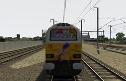 Size: 1600x1024 | Tagged: safe, artist:orang111, berry punch, berryshine, carrot top, derpy hooves, golden harvest, twilight sparkle, pegasus, pony, g4, 3d, class 67, crash, deutsche bahn, female, game, gmod, insanity, locomotive, mare, railroad, train